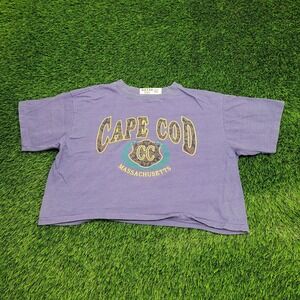 Vintage 90s Cape-Cod Paisley Stripes Cropped Shirt Womens 2XL 24x17 Purple USA
